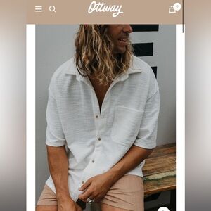 Ottway - Wells - Textured Short Sleeve Shirt - White